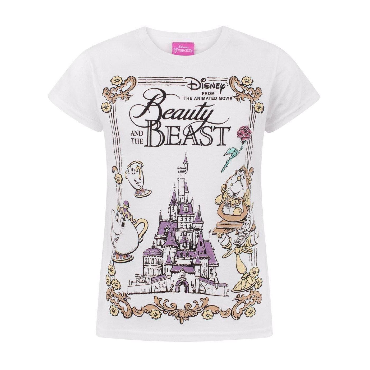 Tshirt Kurzärmlig Mädchen Weiss 128 von Beauty And The Beast