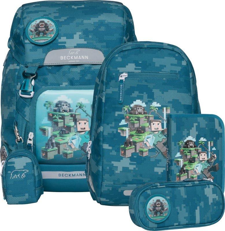 Schulrucksack Classic 6-teiliges Set Jungle Game Jungen Blau ONE SIZE von Beckmann