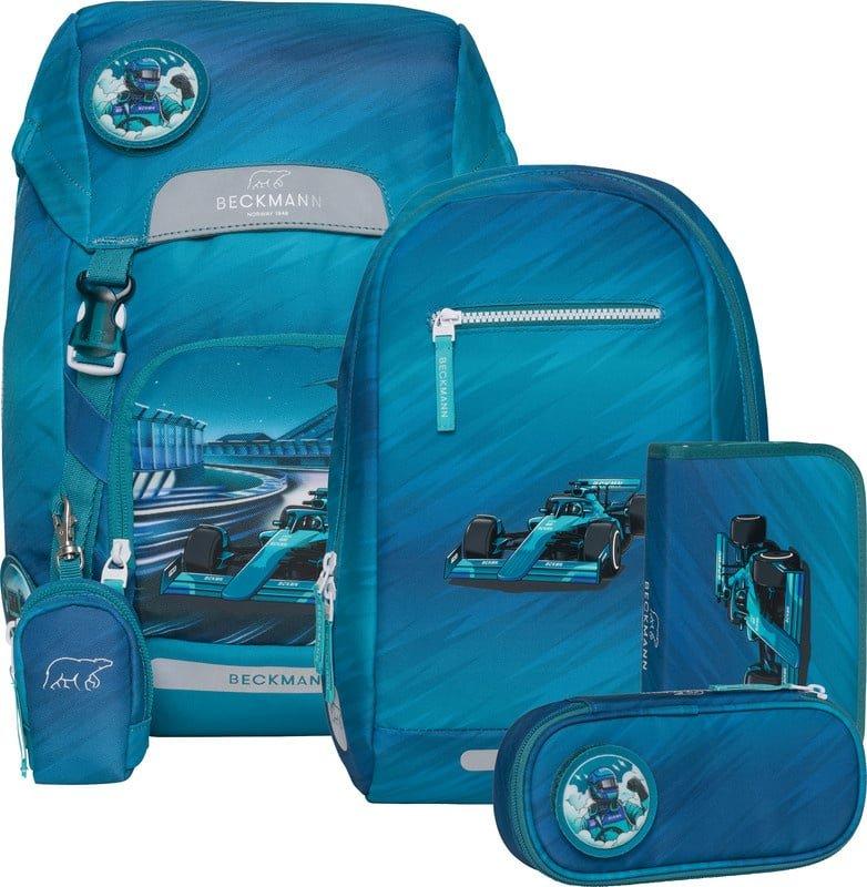 Schulrucksack Classic 6-teiliges Set Racing Jungen Blau ONE SIZE von Beckmann