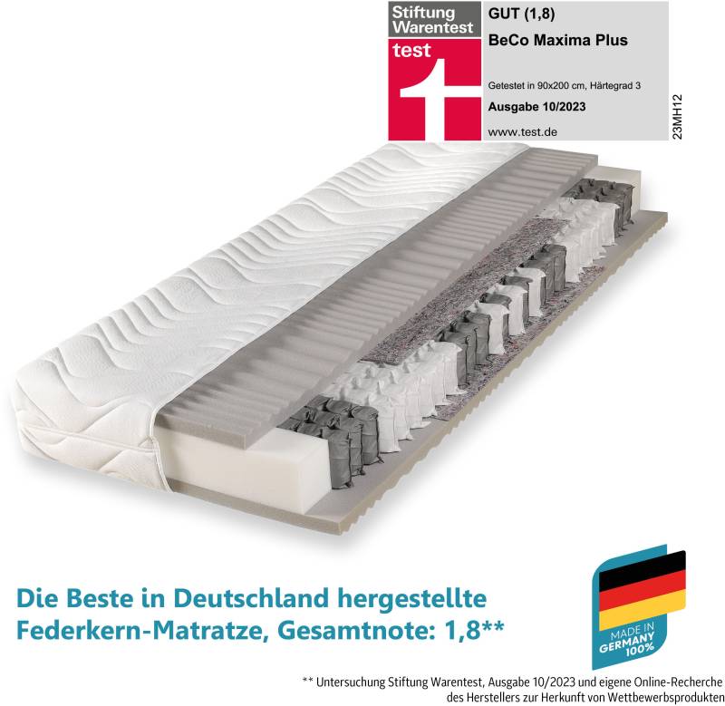 Beco Taschenfederkernmatratze »Maxima Plus, Matratze in 90x200 und vielen weiteren Grössen erhältlich!«, 22 cm hoch, (1 St.), Matratze, 7 Zonen, 90x200 cm in H3 von Stiftung Warentest "GUT (1,8)" von Beco