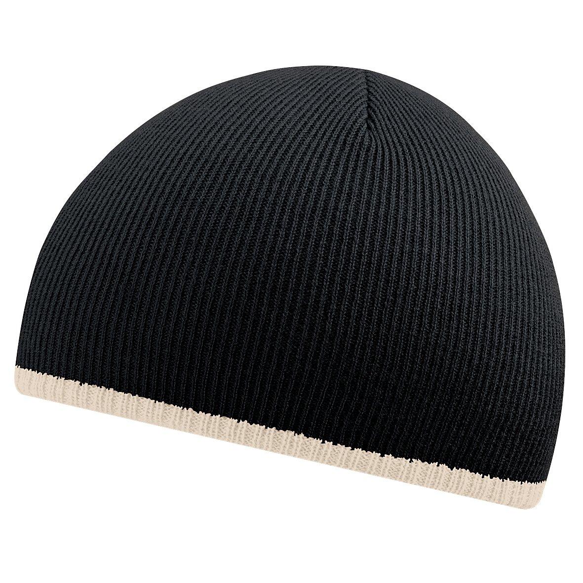 Beanie Mütze Strickmütze Mit Kontrastrand Damen Schwarz ONE SIZE von Beechfield