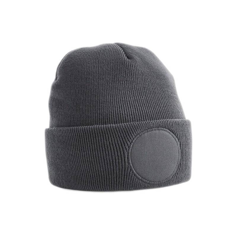 Runder Patch Beanie Damen Grau ONE SIZE von Beechfield