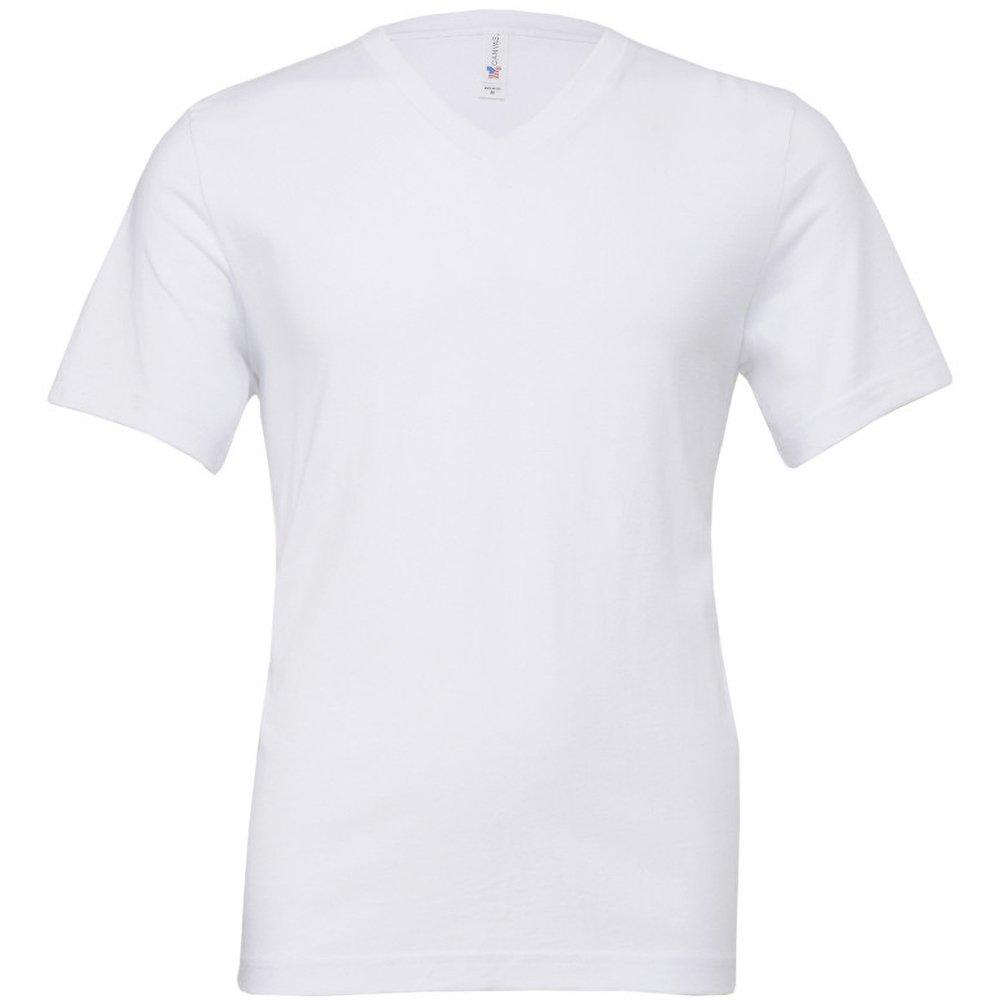 Canvas Tshirt Mit Vausschnitt, Kurzärmlig Herren Weiss L von Bella + Canvas