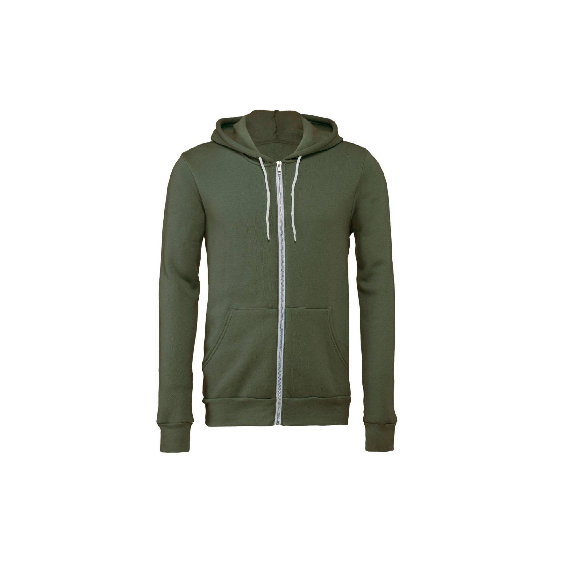 Kapuzenpullover, Durchgehender Reißverschluss Damen Militärgrün S von Bella + Canvas