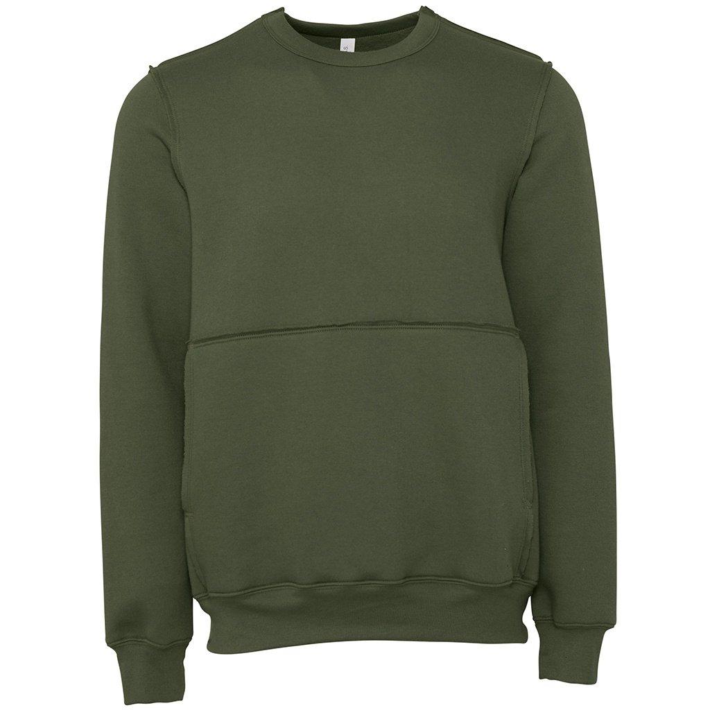 Sweatshirt, Rohe Nähte Damen Militärgrün M von Bella + Canvas