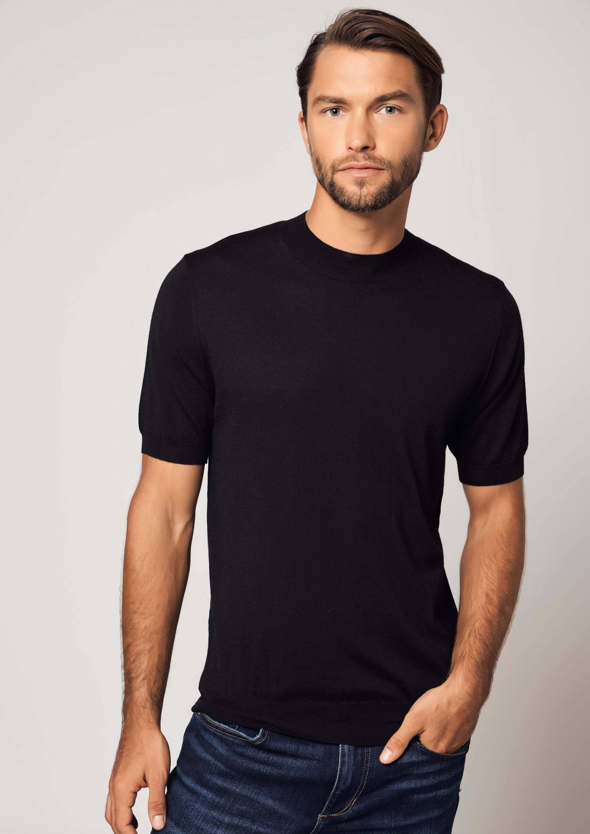 Unverzichtbares Kaschmir-seiden-t-shirt Herren Schwarz S von Bellemere New York