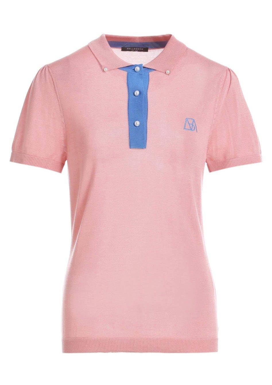 Chices Zweifarbiges Tencel-poloshirt Für Damen Damen Pink L von Bellemere New York