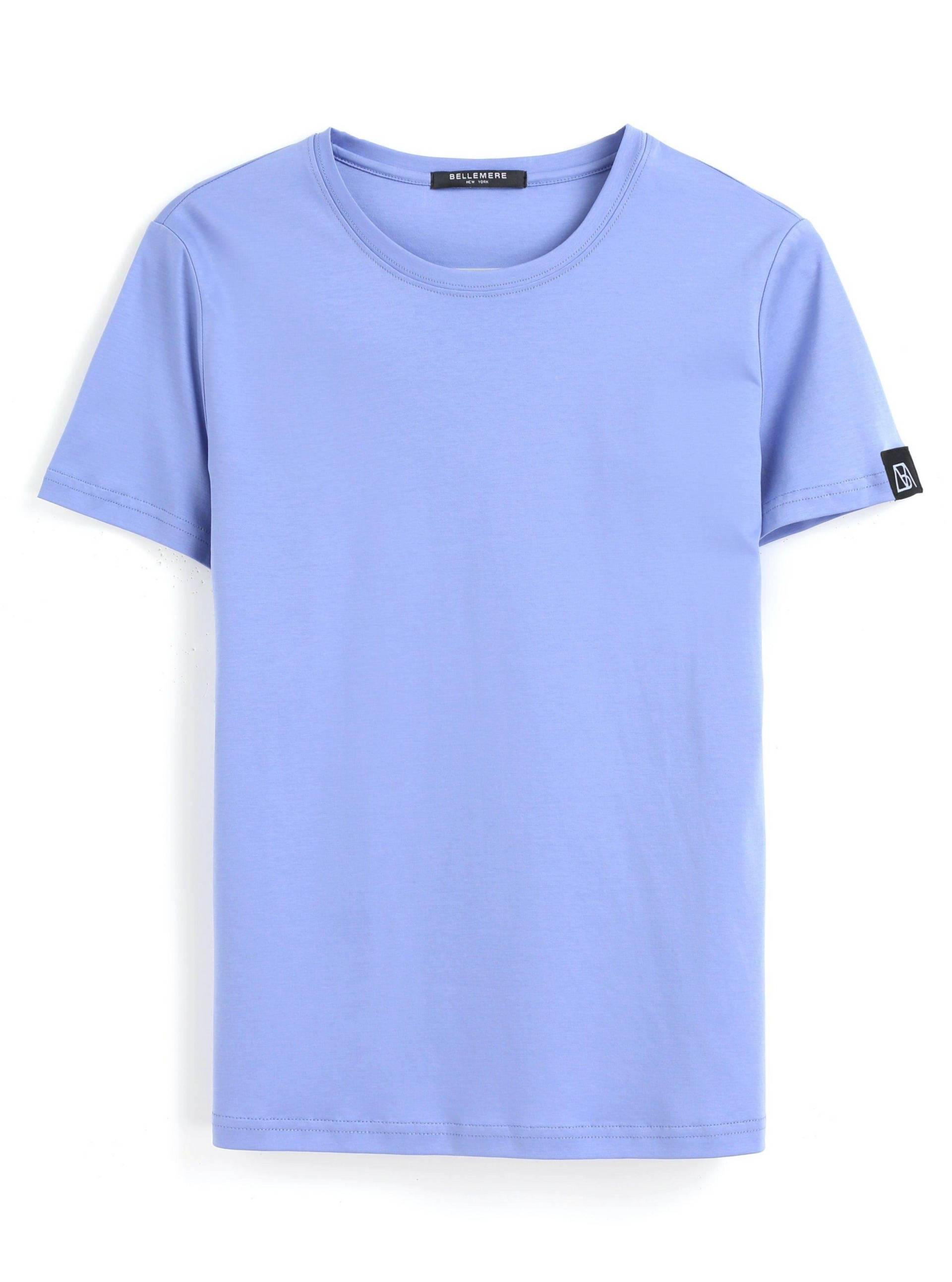 Grand T-shirt Aus Baumwolle Mit Rundhalsausschnitt, 160 G Damen Blau S von Bellemere New York