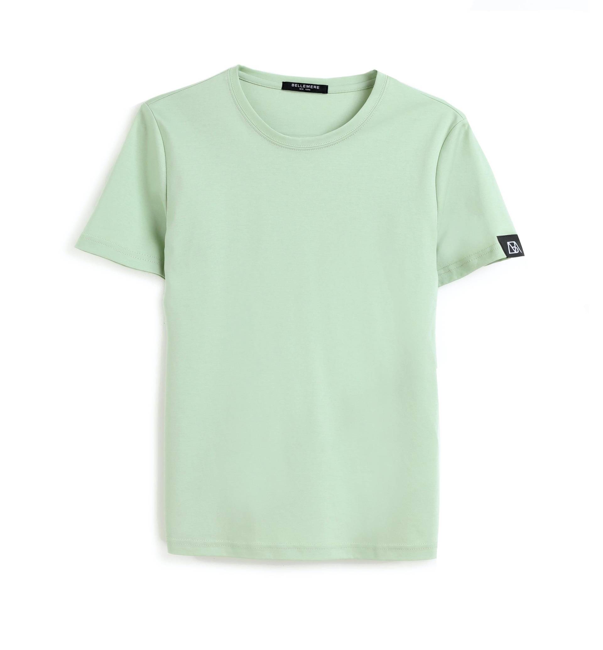 Grand T-shirt Aus Baumwolle Mit Rundhalsausschnitt, 160 G Damen Grün S von Bellemere New York