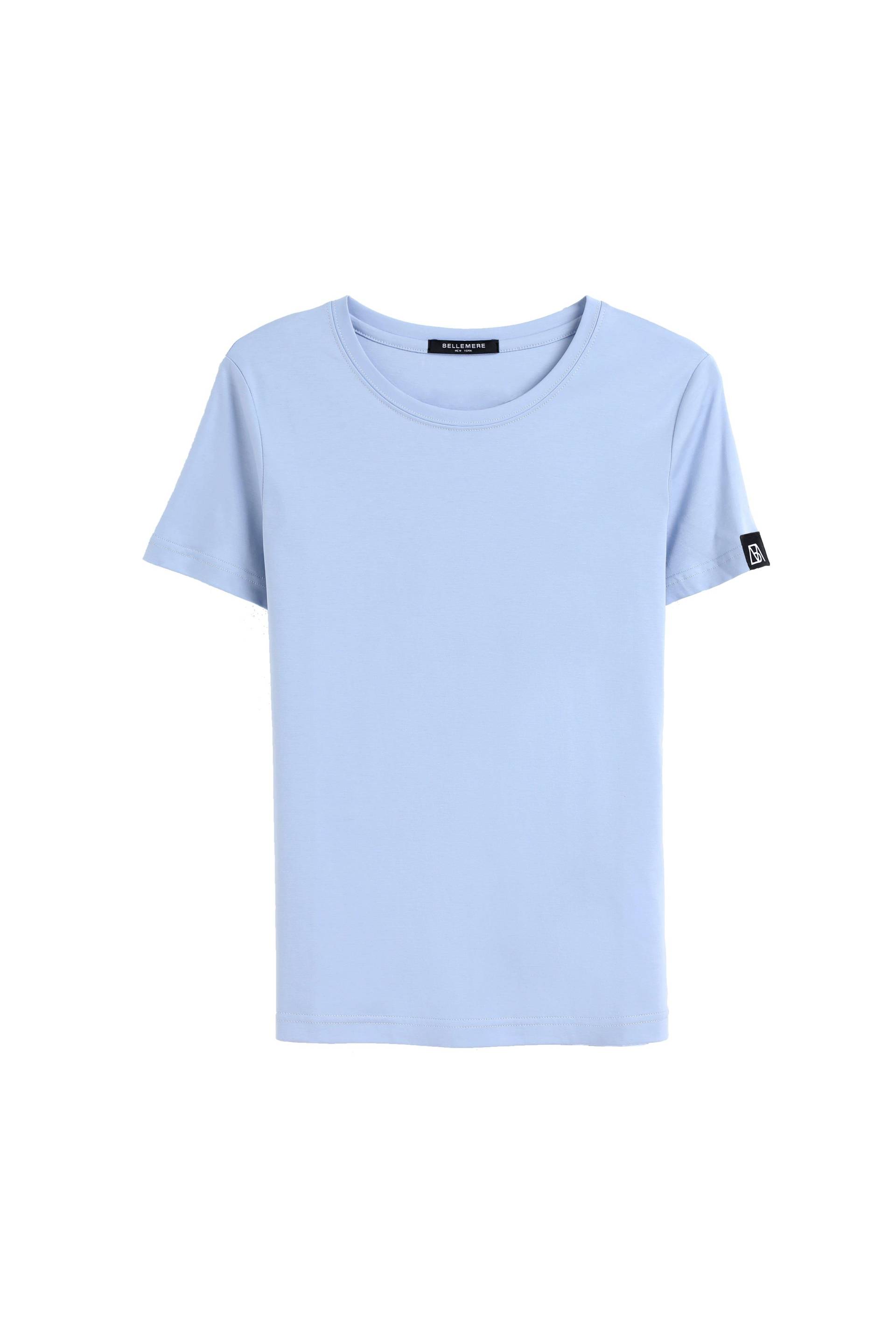 Grand T-shirt Aus Baumwolle Mit Rundhalsausschnitt, 160 G Damen Hellblau M von Bellemere New York