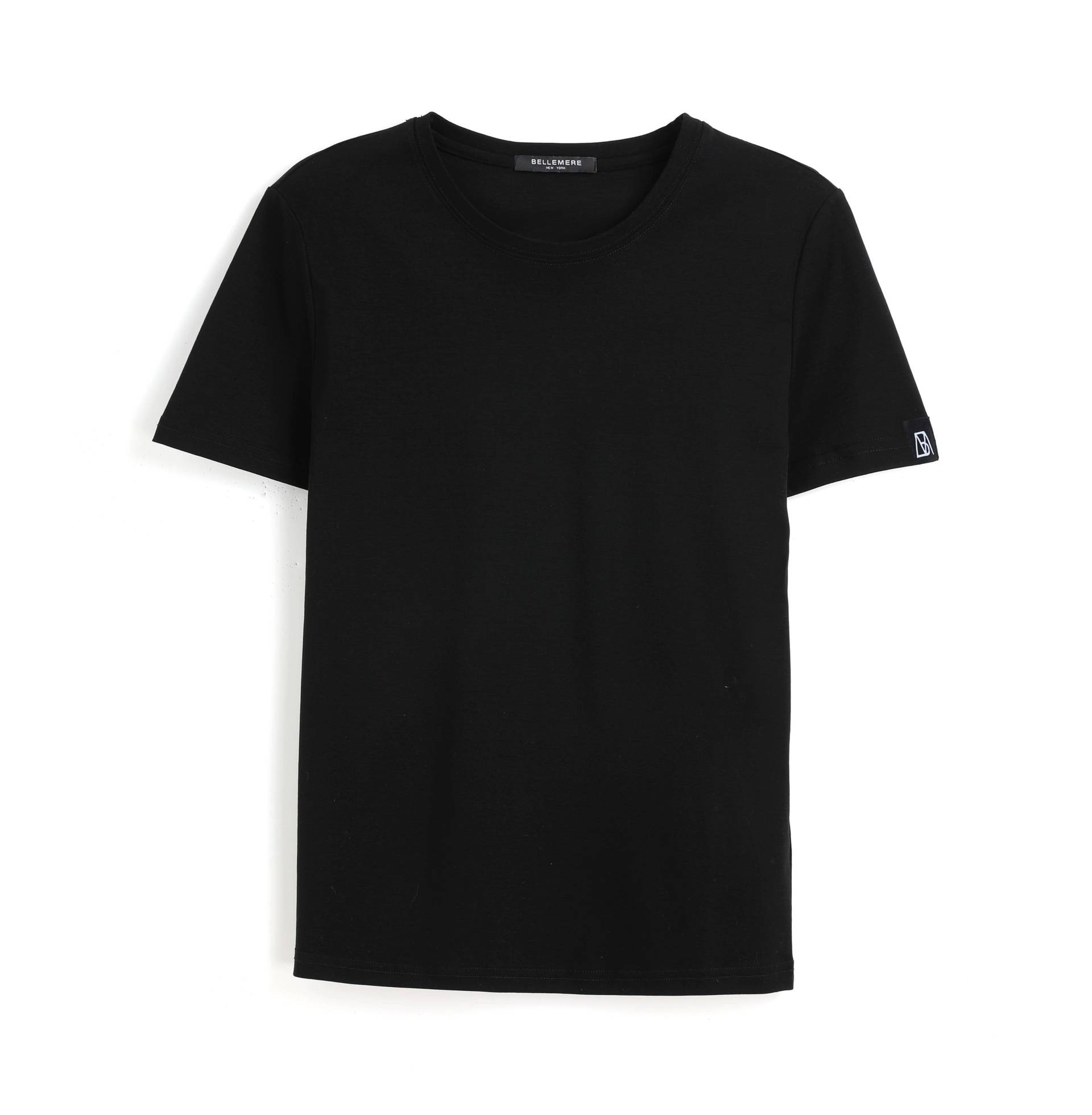 Grand T-shirt Aus Baumwolle Mit Rundhalsausschnitt, 160 G Damen Schwarz L von Bellemere New York