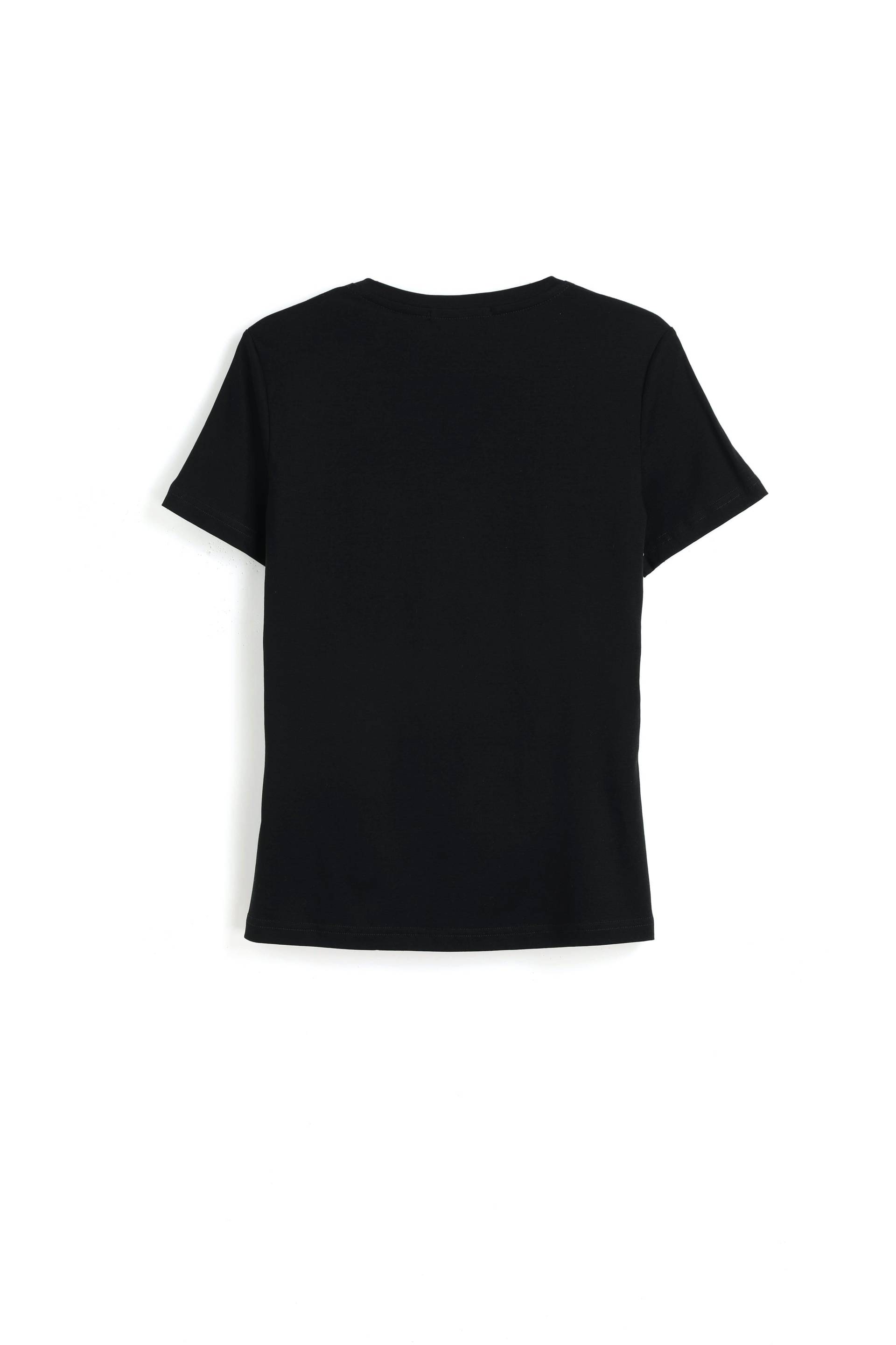 Grand T-shirt Aus Baumwolle Mit V-ausschnitt, 160 G Damen Schwarz M von Bellemere New York