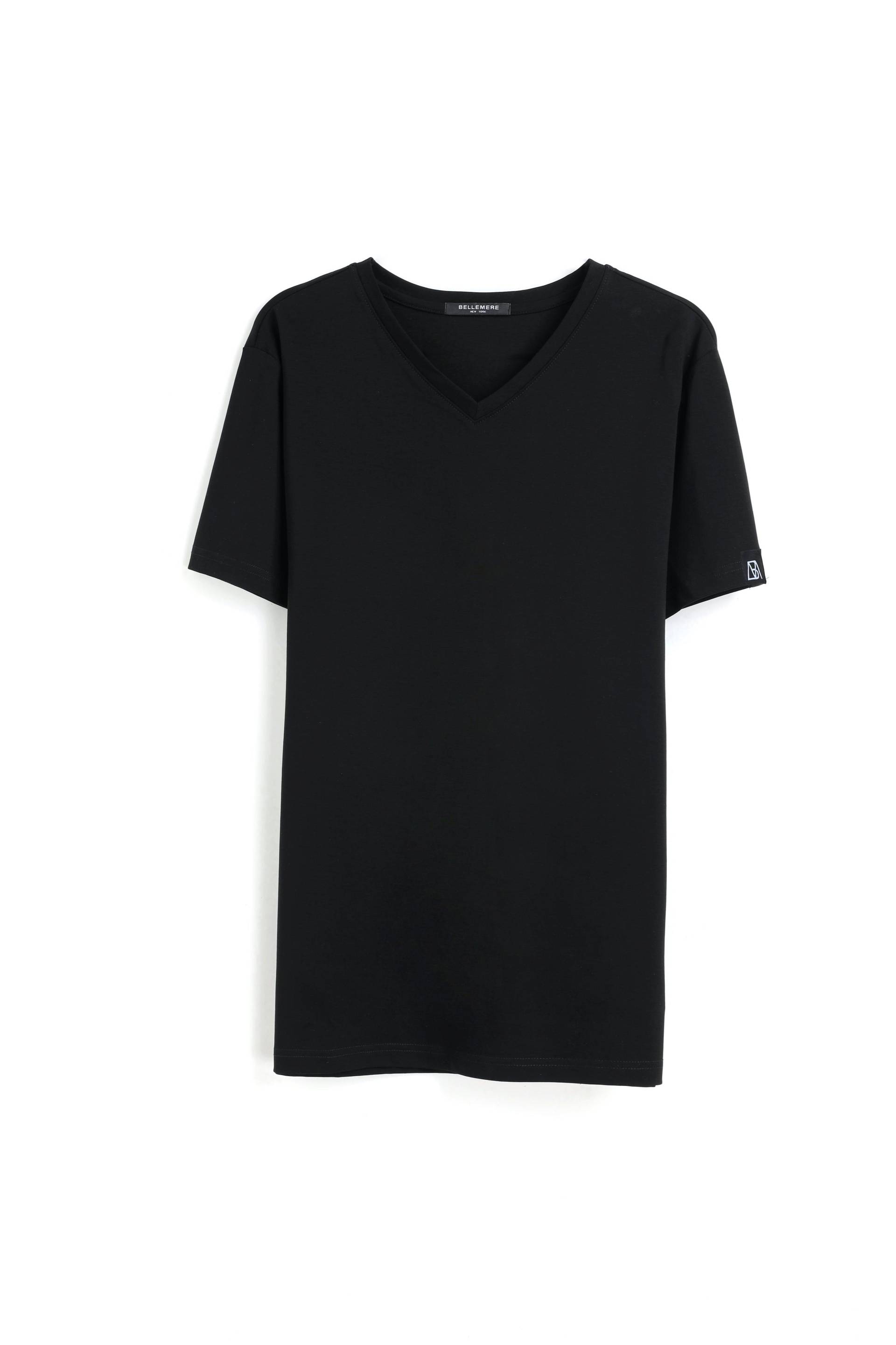 Grandioses T-shirt Aus Merzerisierter Baumwolle Mit V-ausschnitt Herren Schwarz M von Bellemere New York