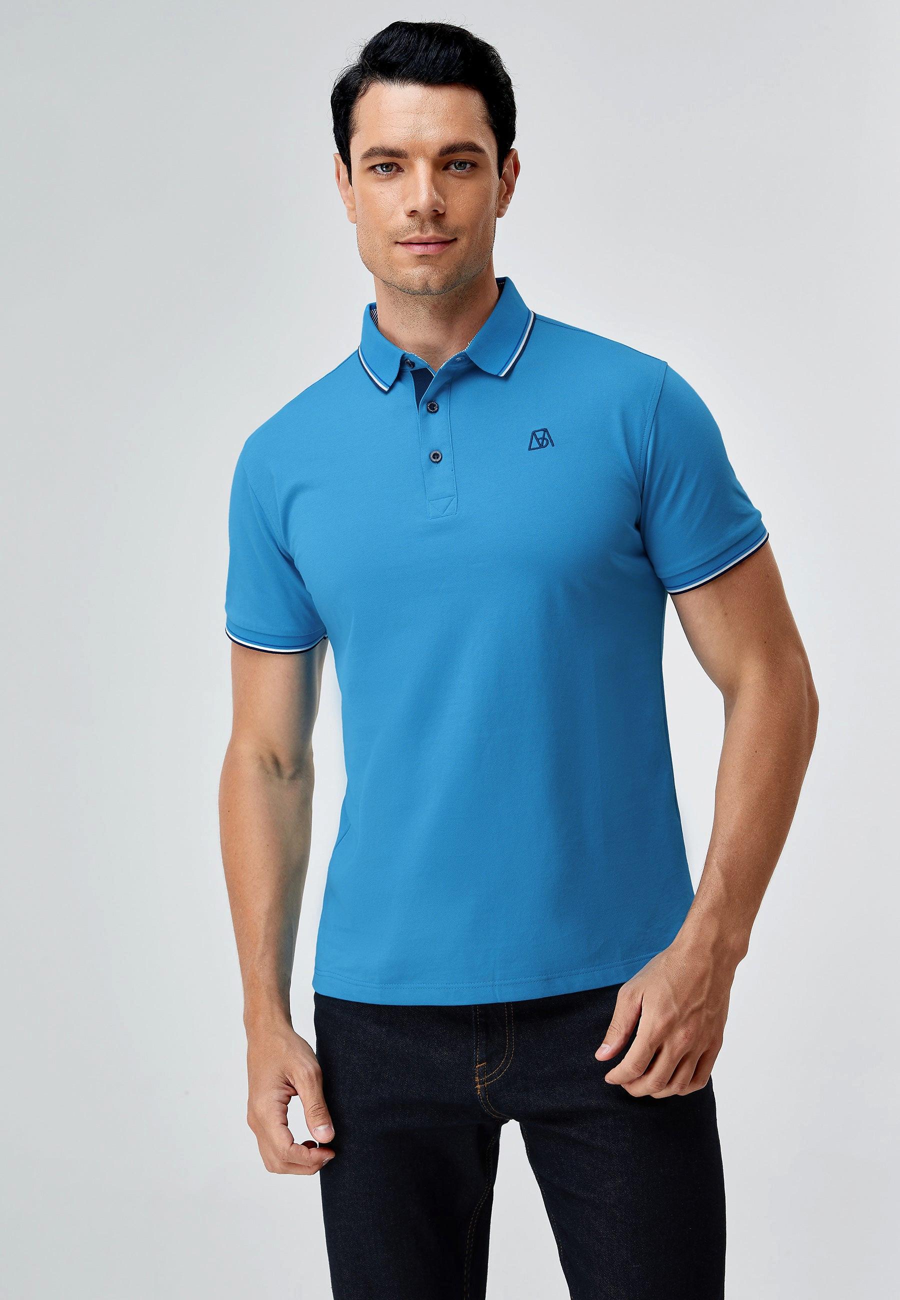 Herren-poloshirt Aus Seide Und Baumwolle Herren Blau XXL von Bellemere New York