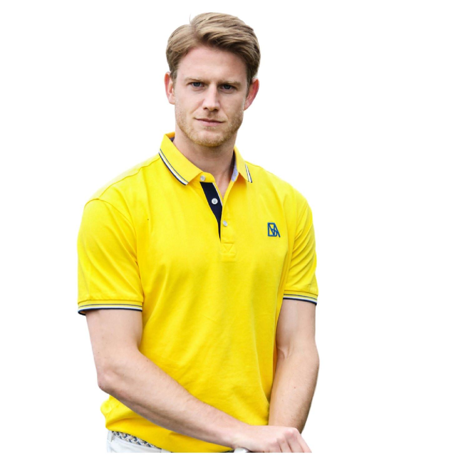 Herren-poloshirt Aus Seide Und Baumwolle Herren Gelb Bunt M von Bellemere New York