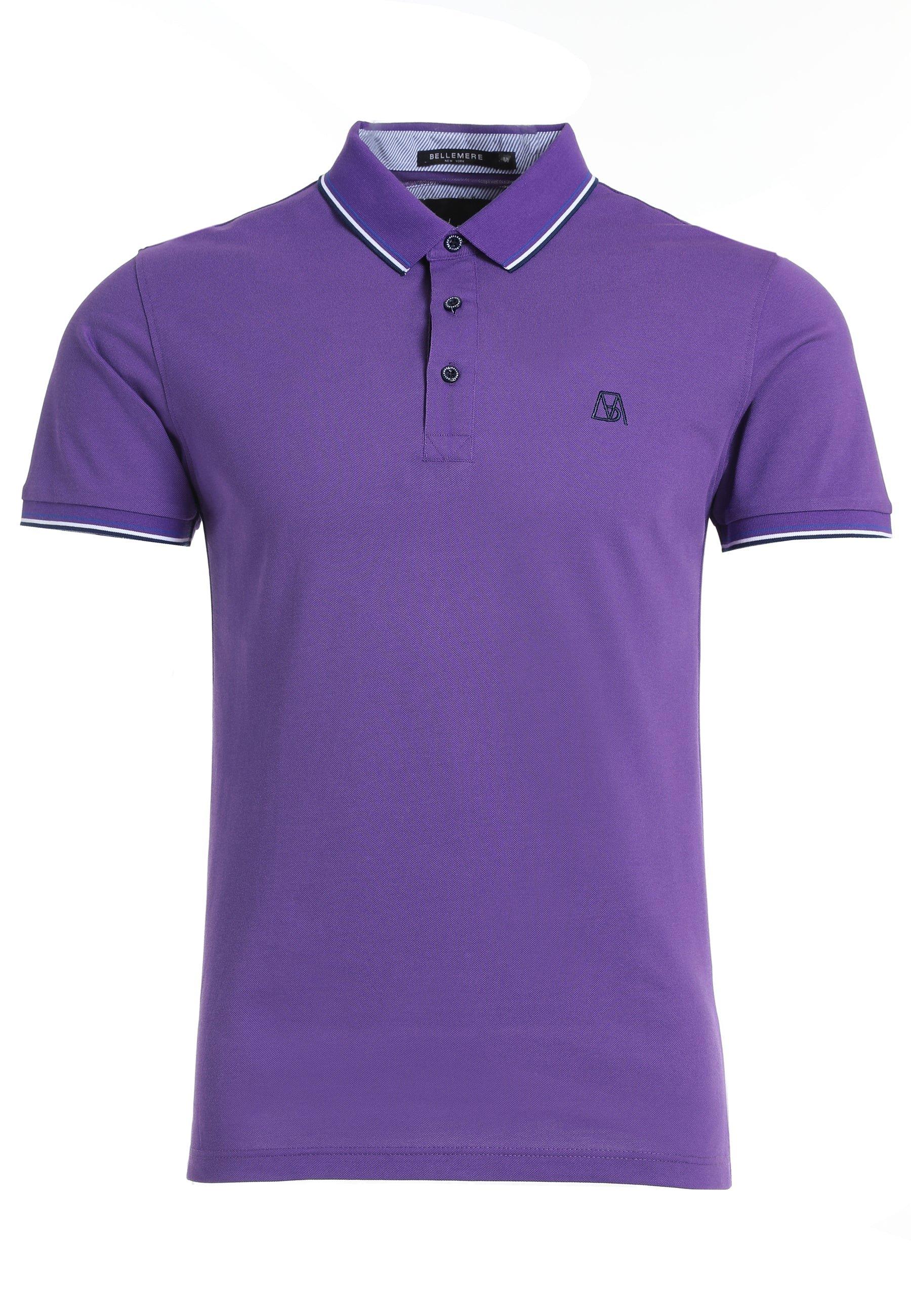 Herren-poloshirt Aus Seide Und Baumwolle Herren Lila XL von Bellemere New York