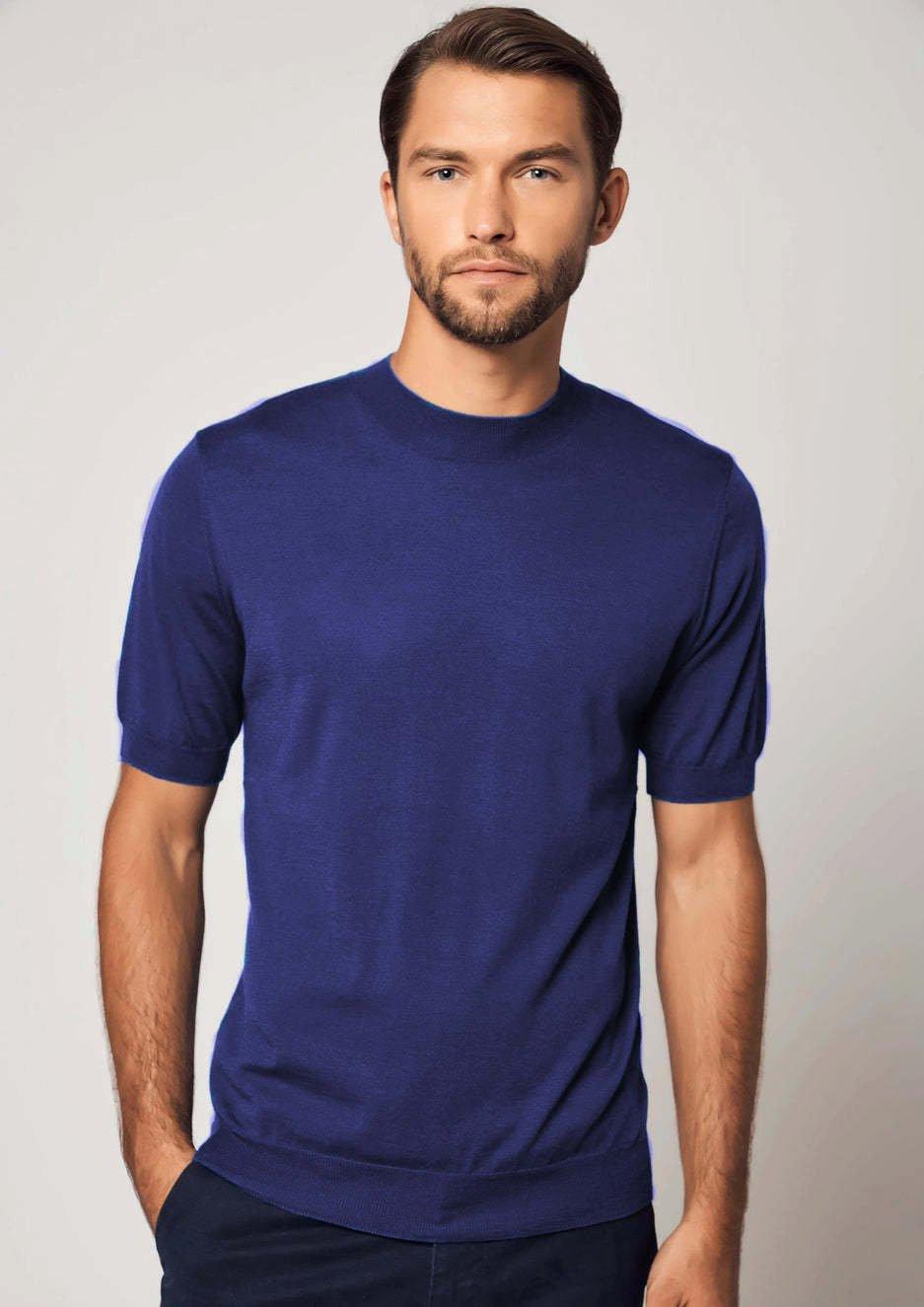 Unverzichtbares Kaschmir-seiden-t-shirt Herren Blau XL von Bellemere New York