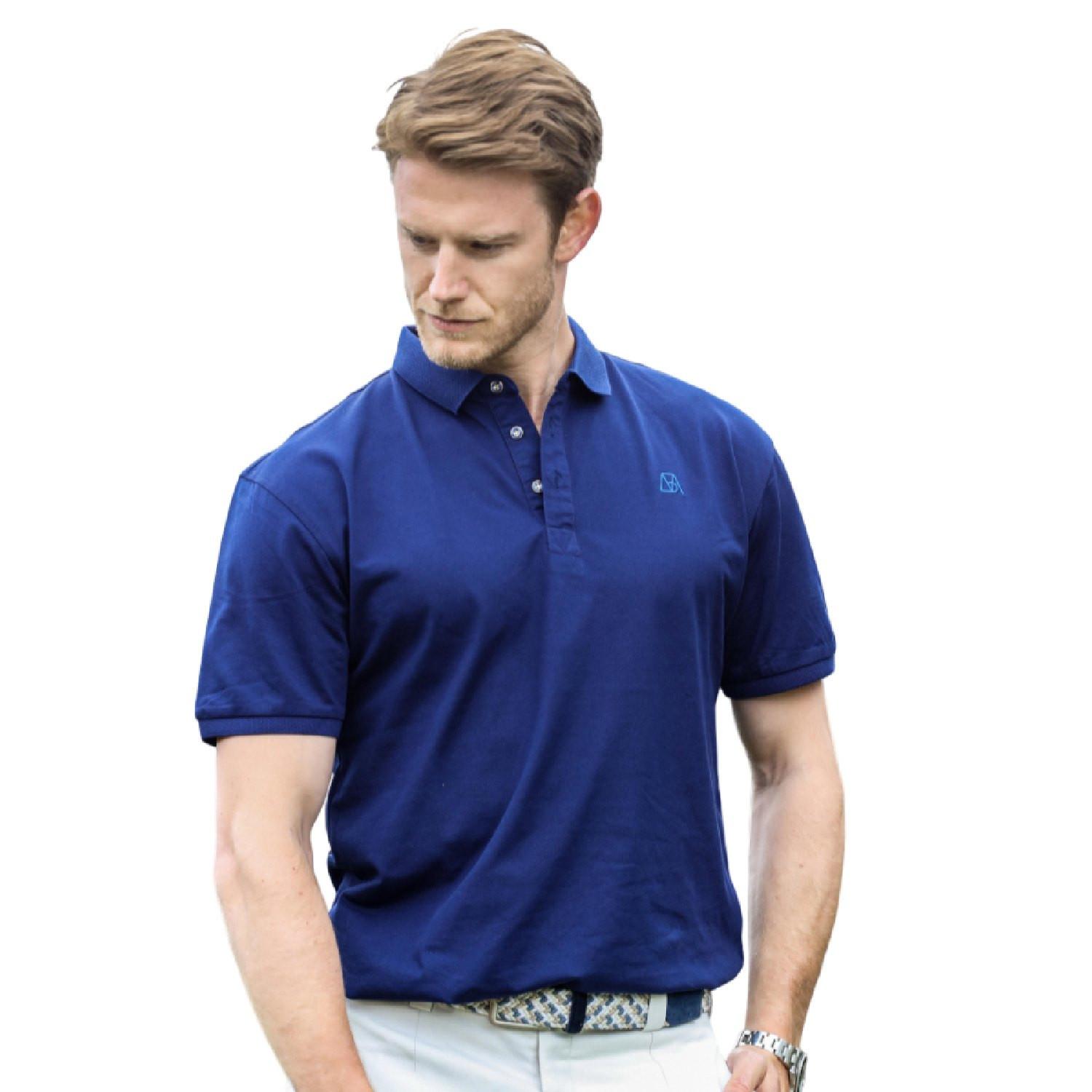 Schlichtes Poloshirt Aus Baumwolle Herren Nachtblau XL von Bellemere New York