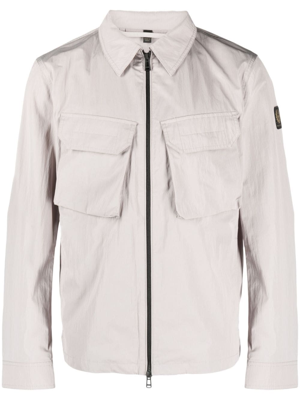 Belstaff logo-patch zip-up shirt jacket - Grey von Belstaff