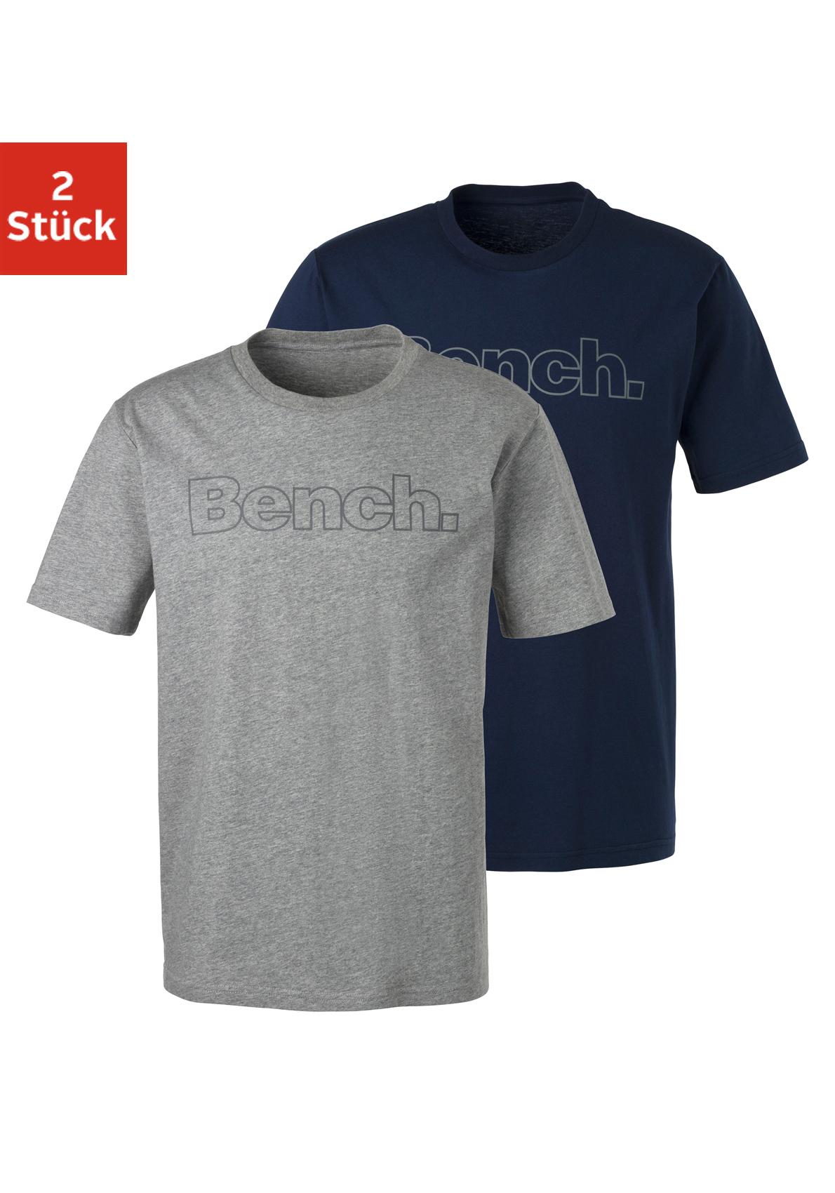 Bench. Loungewear T-Shirt, (2 tlg.), Shirt mit Logoprint, Basicshirt mit Rundhals aus reiner Baumwolle von Bench. Loungewear