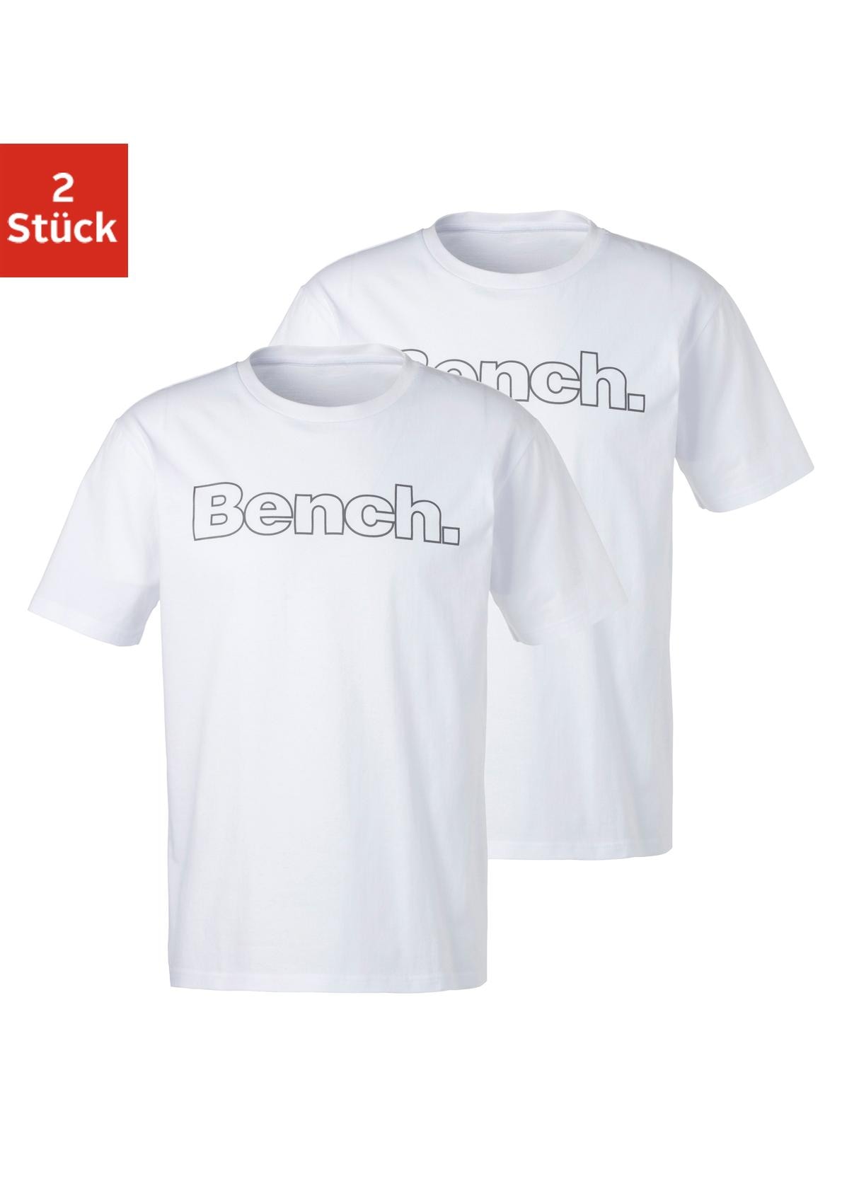 Bench. Loungewear T-Shirt, (2 tlg.), Shirt mit Logoprint, Basicshirt mit Rundhals aus reiner Baumwolle von Bench. Loungewear