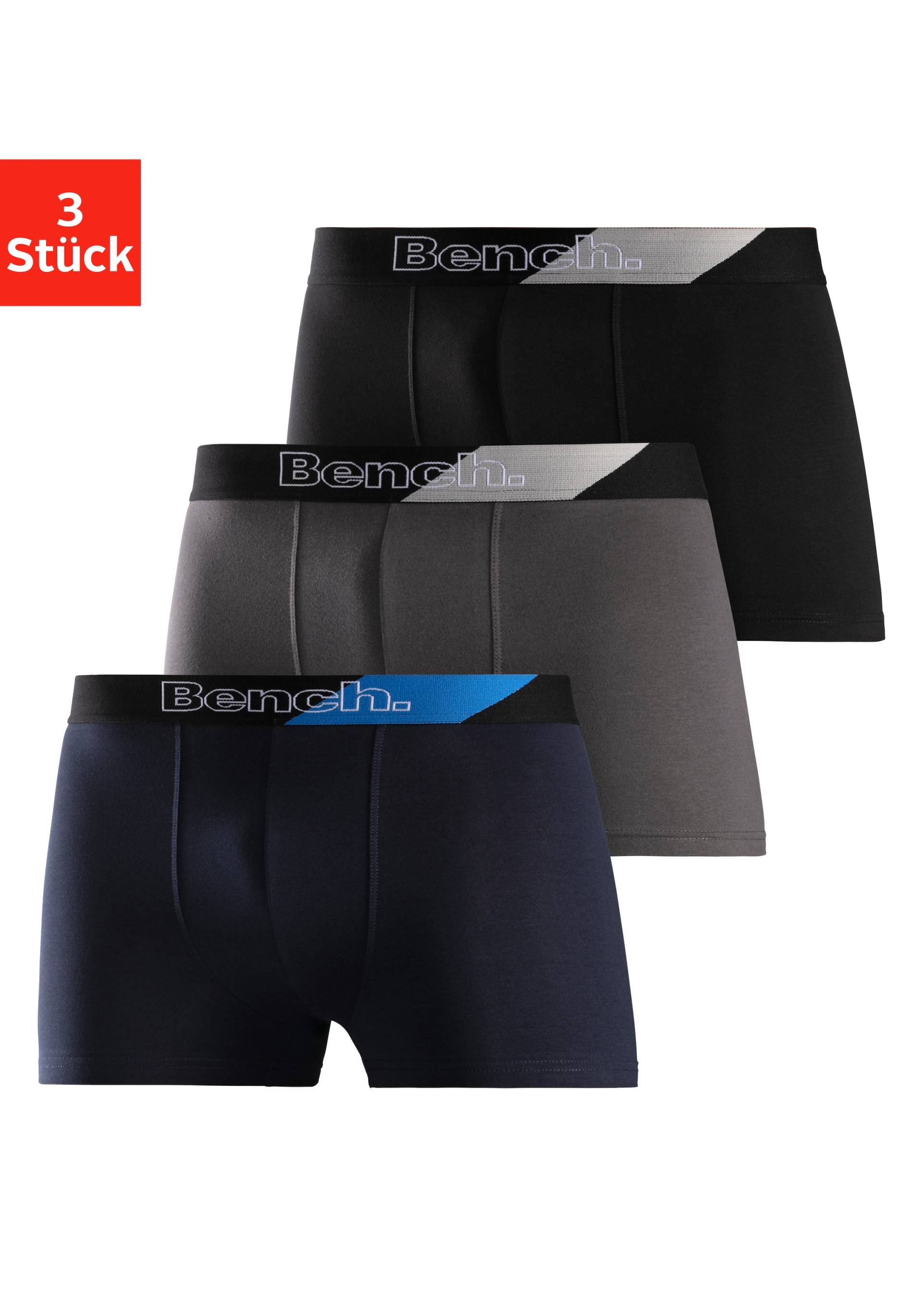 Bench. Boxer »Boxershorts für Herren«, (Packung, 3 St.), mit modischem Streifen im Webbund von Bench.