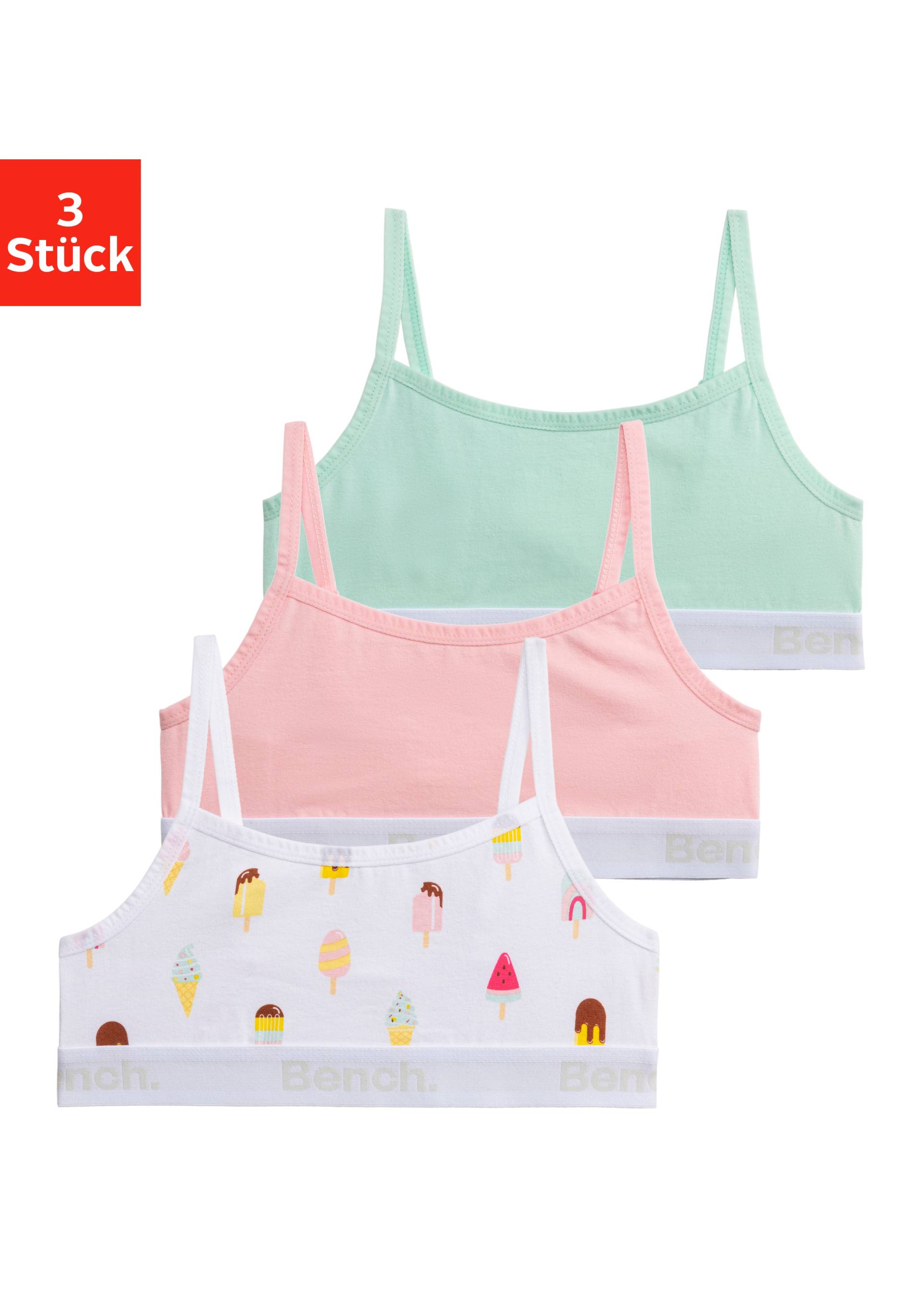 Bench. Bustier, (Packung, 3 tlg.), cool bedruckt und unifarben in einer Packung von Bench.