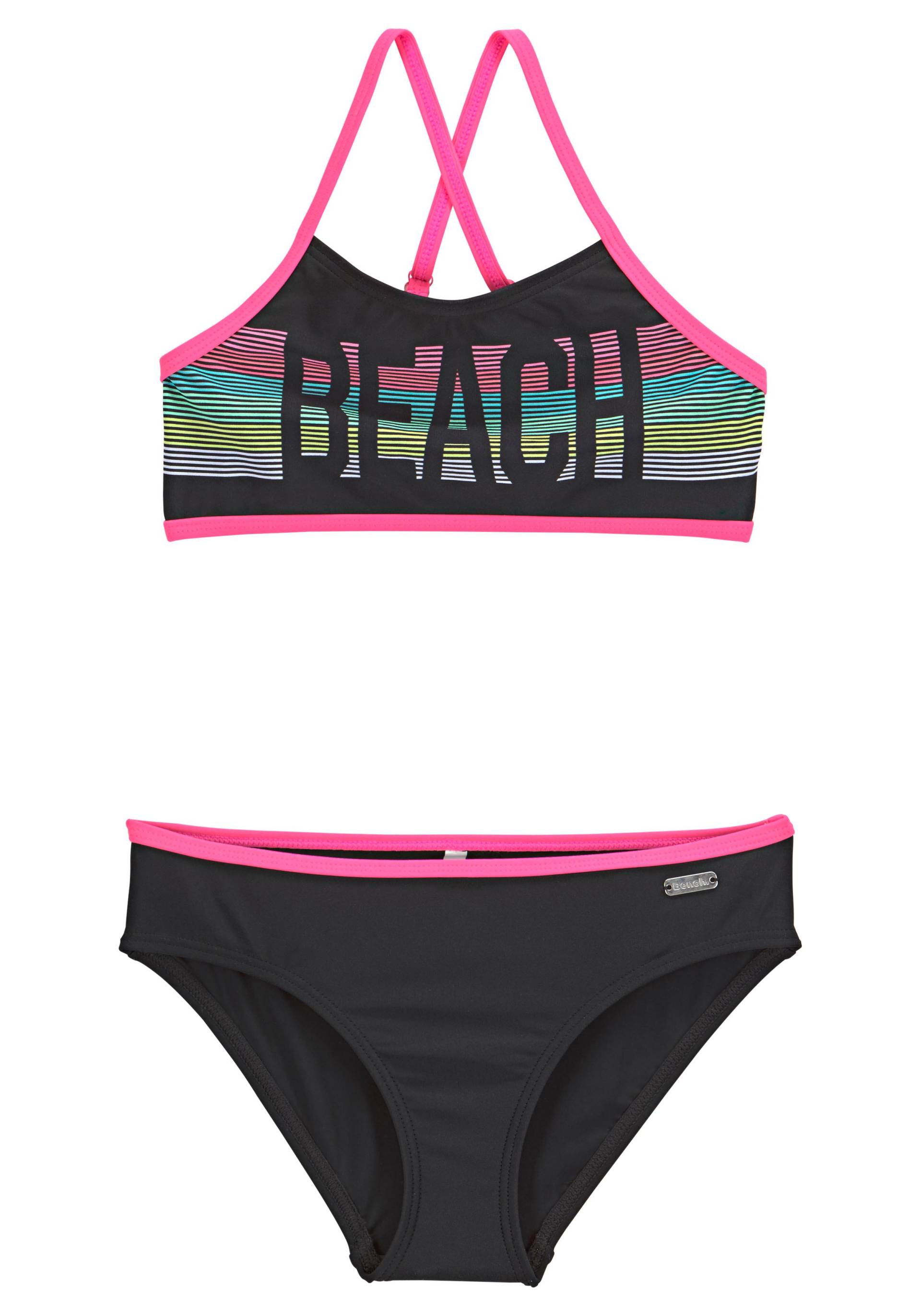 Bench. Bustier-Bikini, mit pinken Kontrastpaspeln Bench. Bustier-Bikini, mit pinken Kontrastpaspeln von Bench.