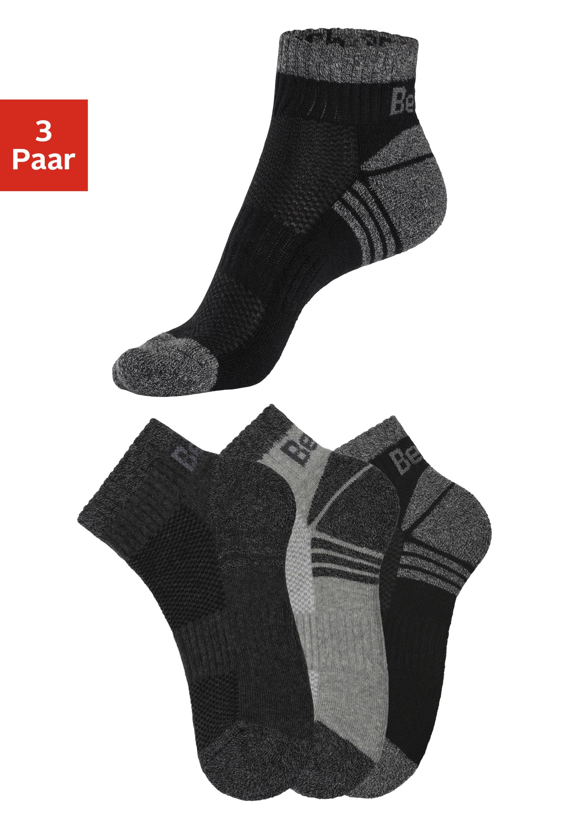 Bench. Kurzsocken, (3 Paar), mit Mittelfussgummi und Pikee von Bench.