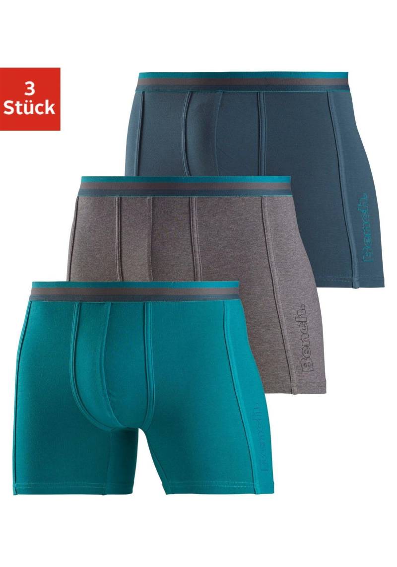 Bench. Langer Boxer, (Packung, 3 St.), Unterhosen mit elastischem Bund und Logodruck auf dem Bein von Bench.