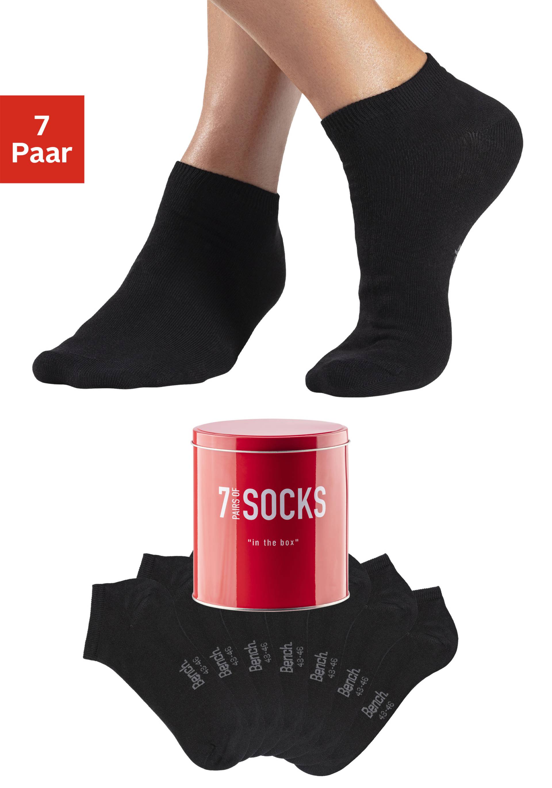 Bench. Sneakersocken, (Dose, 7 Paar), verpackt in der Dose von Bench.
