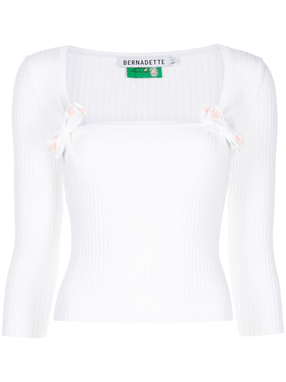 Bernadette ribbed-knit bow-detail top - White von Bernadette