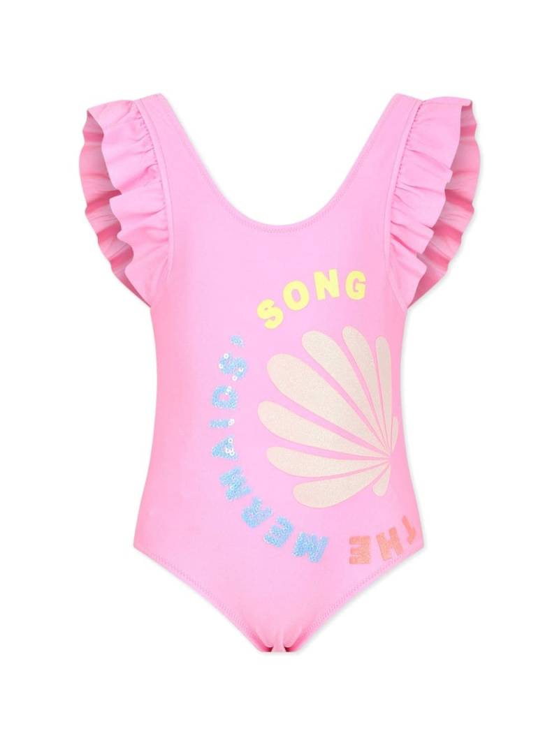 Billieblush Mermaid-print ruffled-trim swimsuit - Pink von Billieblush