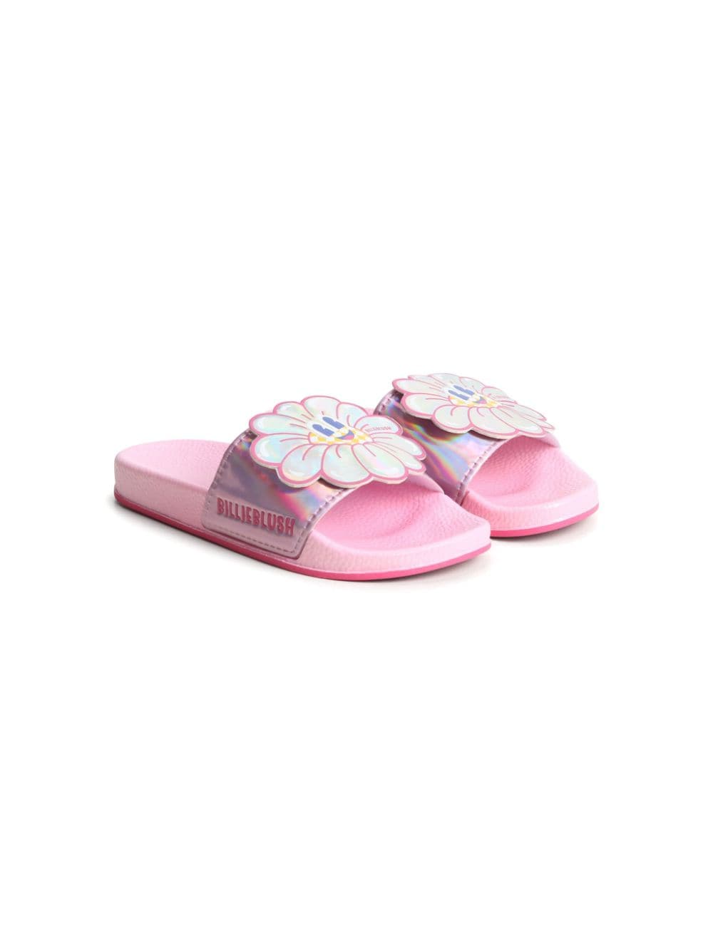 Billieblush floral-appliqué iridescent-finish slides - Pink von Billieblush