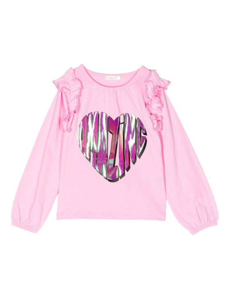 Billieblush heart text-print ruffled blouse - Pink von Billieblush