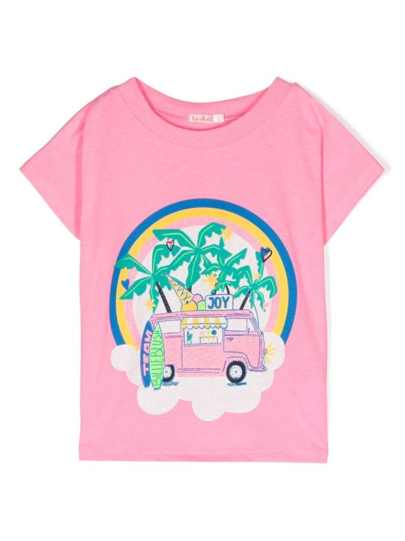 Billieblush illustration-print jersey T-shirt - Pink von Billieblush