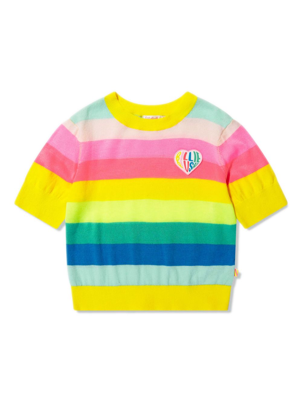 Billieblush logo-patch striped knit-cotton T-shirt - Pink von Billieblush