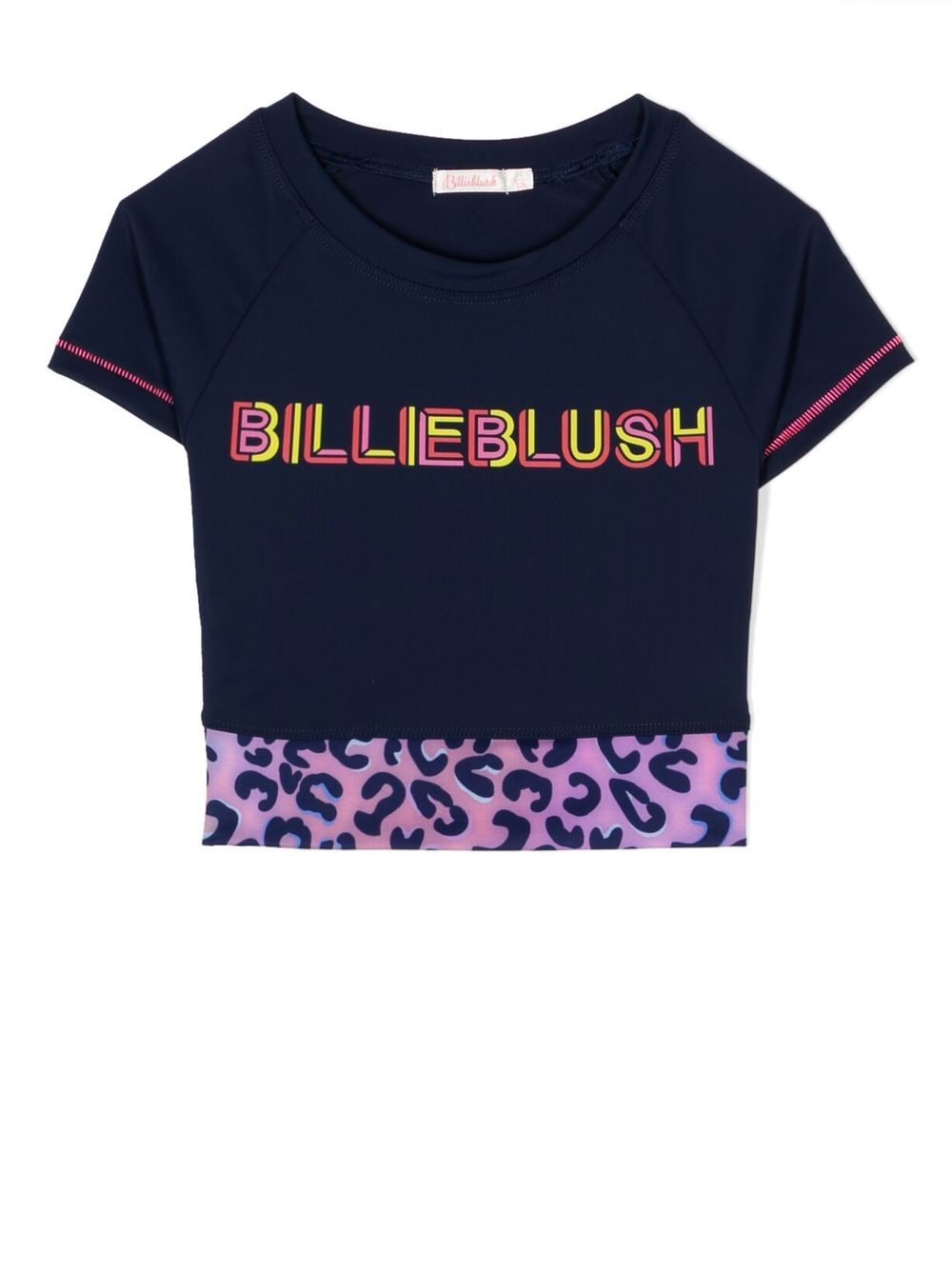 Billieblush logo print cropped T-shirt - Blue von Billieblush