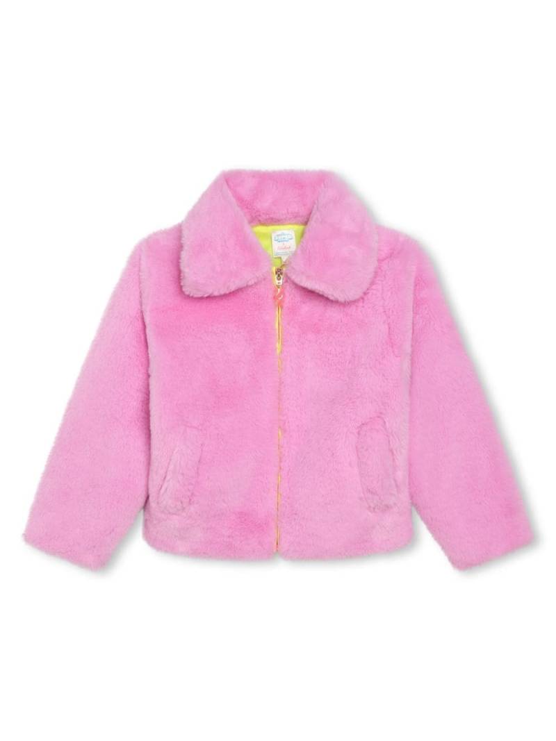 Billieblush patch-detail faux-fur jacket - Pink von Billieblush