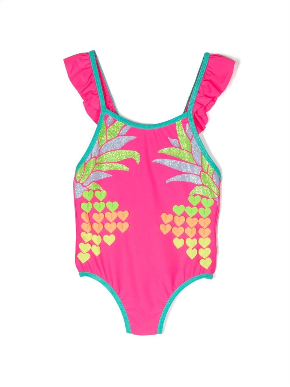 Billieblush ruffled-detail heart-print swimsuit - Pink von Billieblush