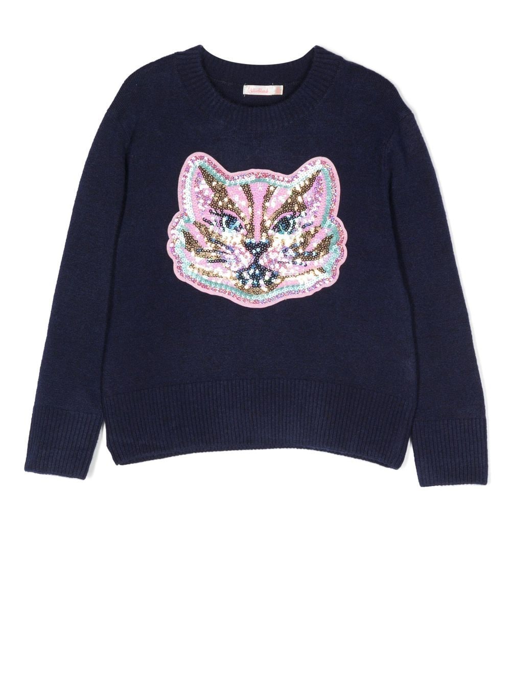 Billieblush sequin-embellished cat jumper - Blue von Billieblush