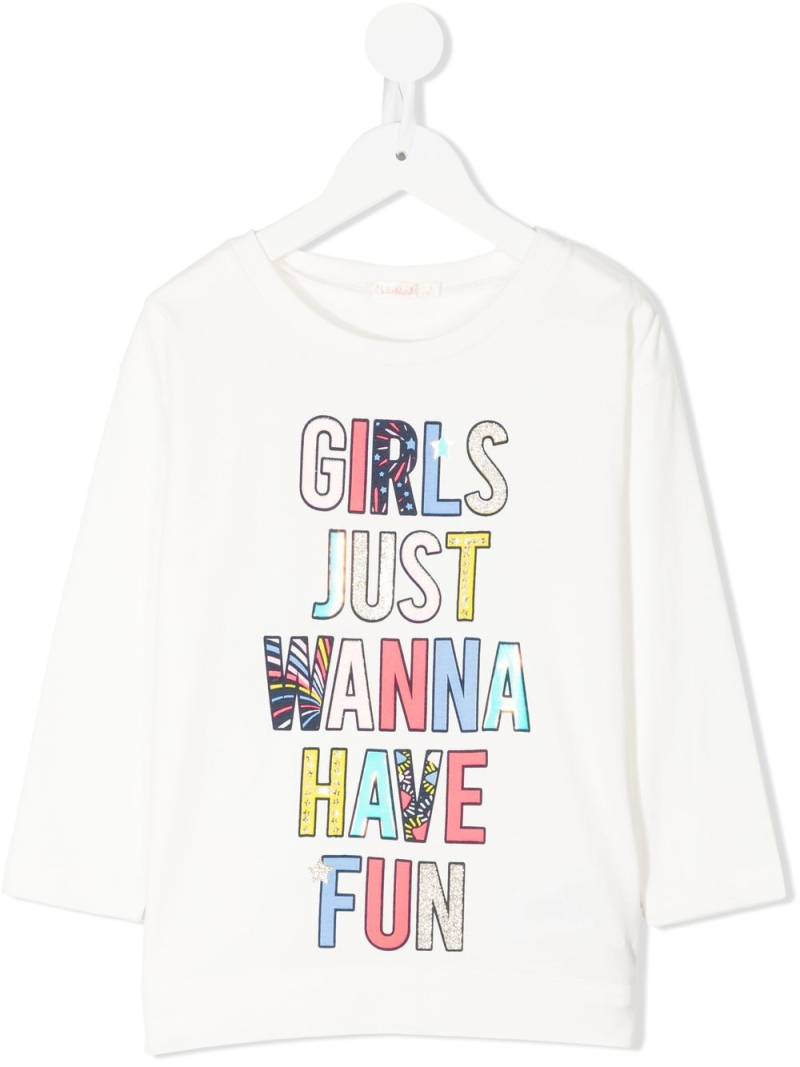 Billieblush slogan-print long-sleeve T-shirt - White von Billieblush