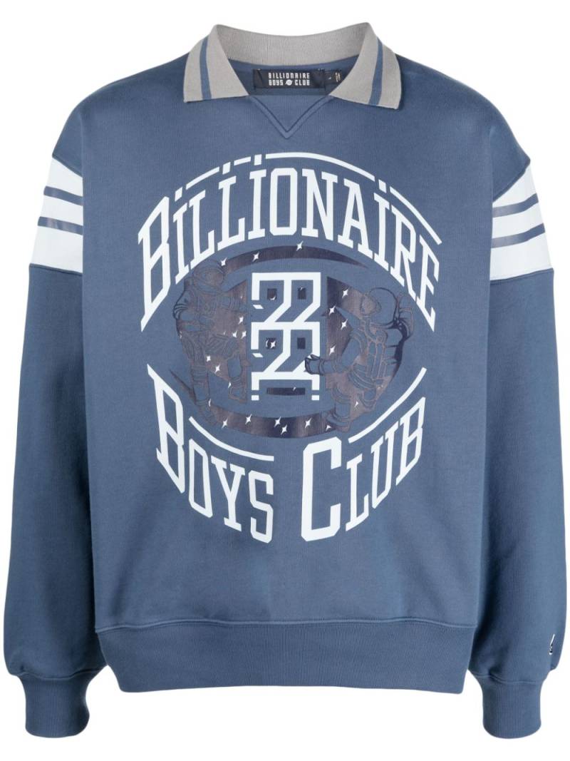 Billionaire Boys Club logo-print spread-collar cotton sweatshirt - Blue von Billionaire Boys Club