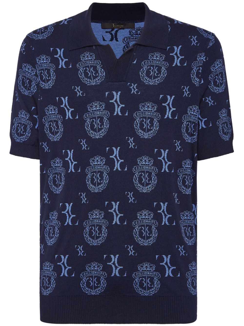 Billionaire Crest patterned-jacquard polo shirt - Blue