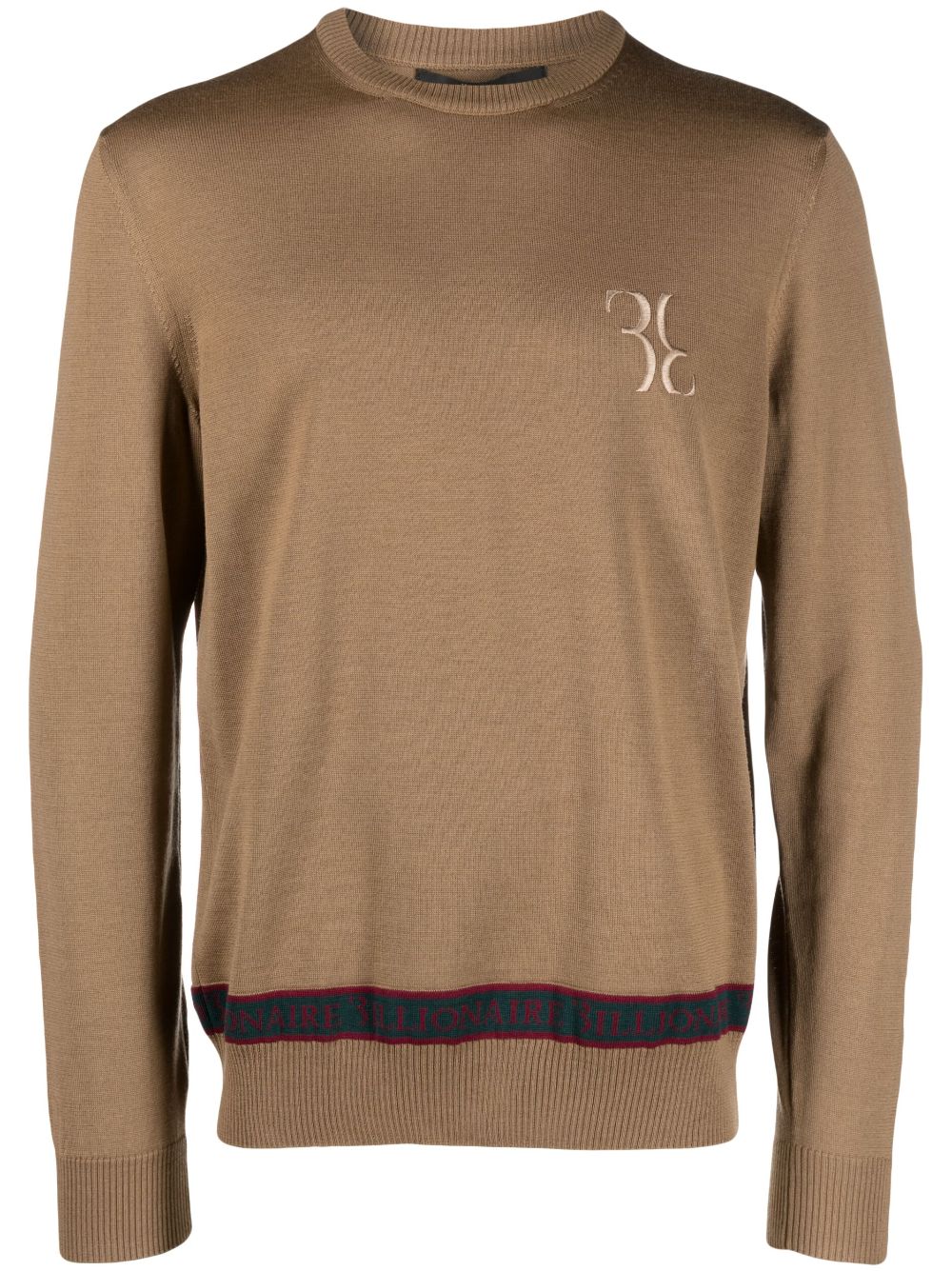 Billionaire LS logo-embroidered wool-silk jumper - Neutrals von Billionaire