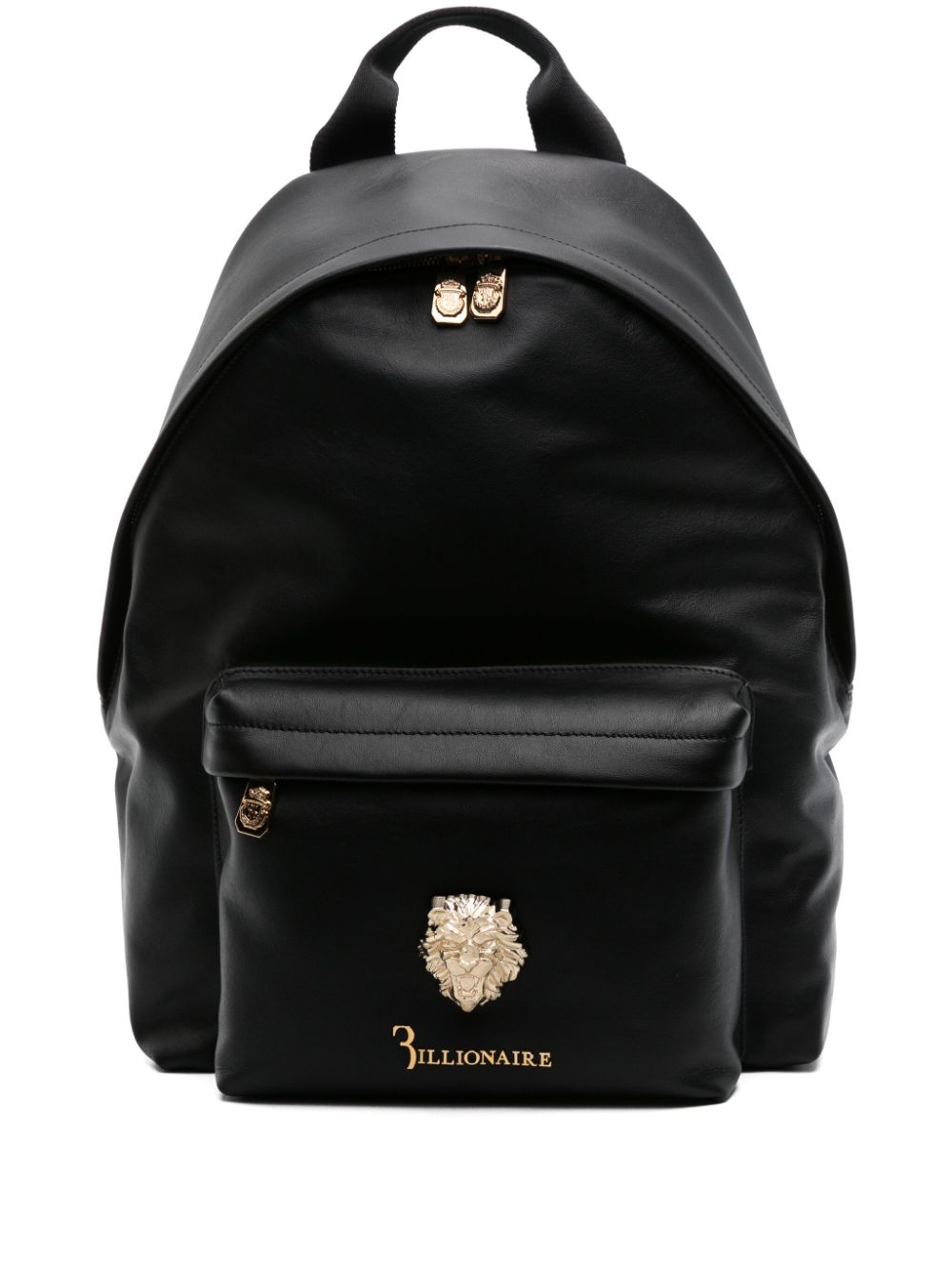 Billionaire Lion-plaque leather backpack - Black von Billionaire