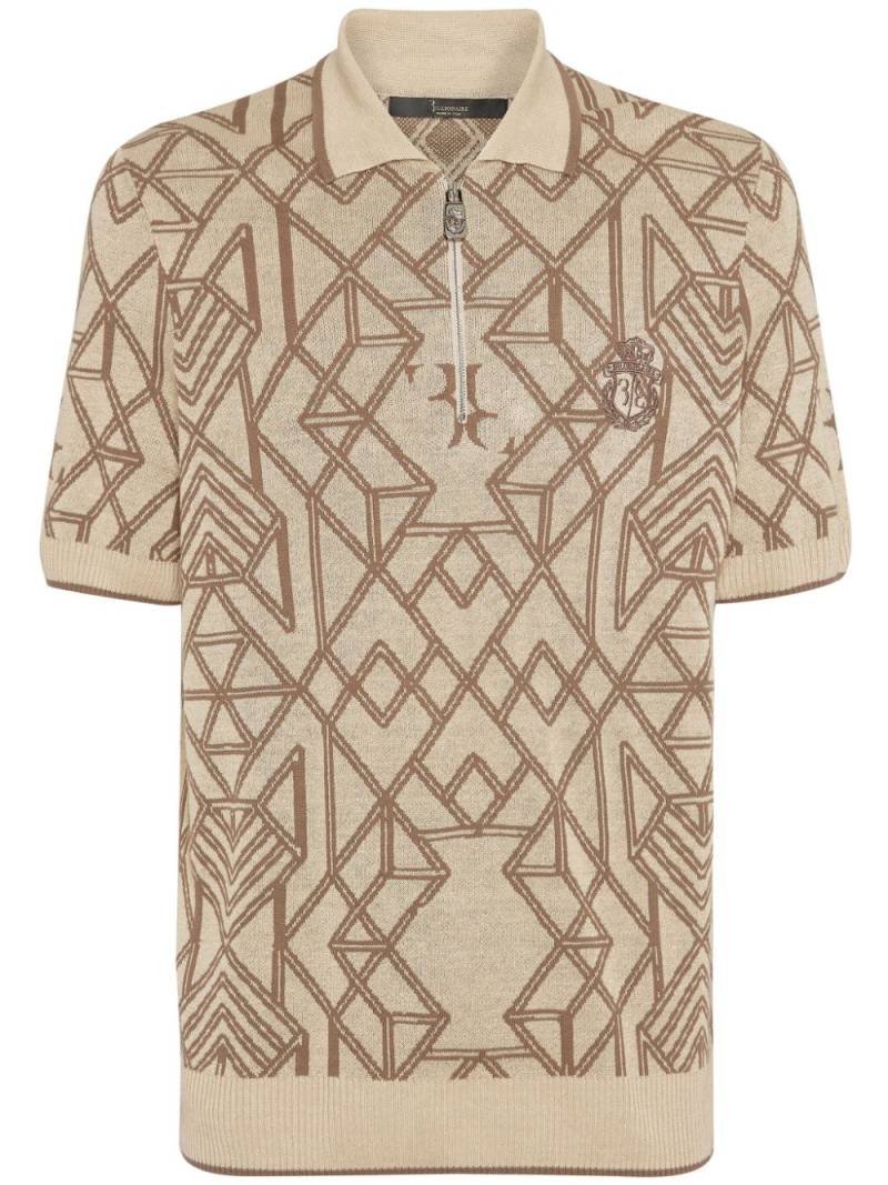 Billionaire abstract-pattern polo shirt - Brown von Billionaire