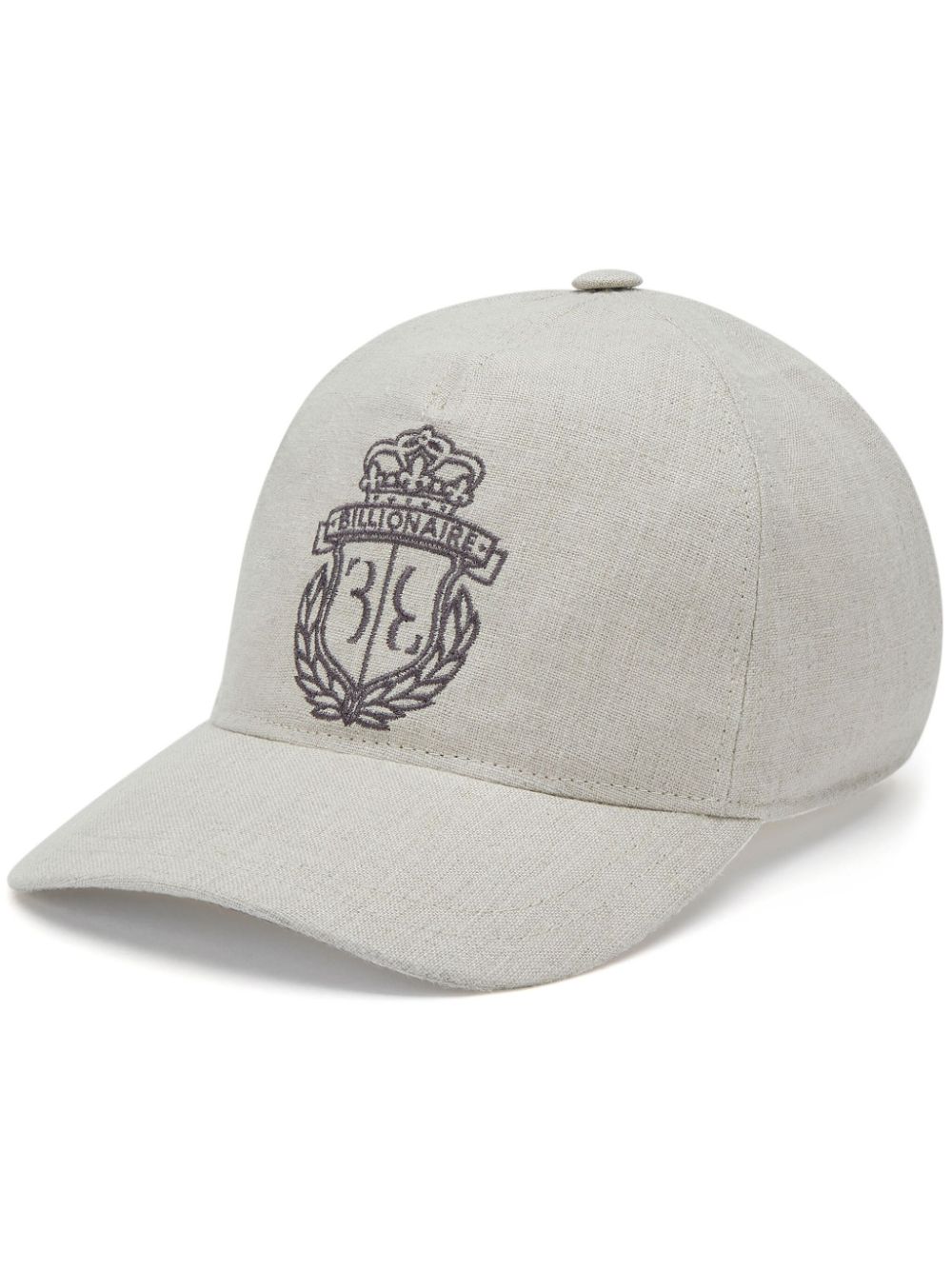 Billionaire crest-embroidered linen baseball cap - Neutrals von Billionaire