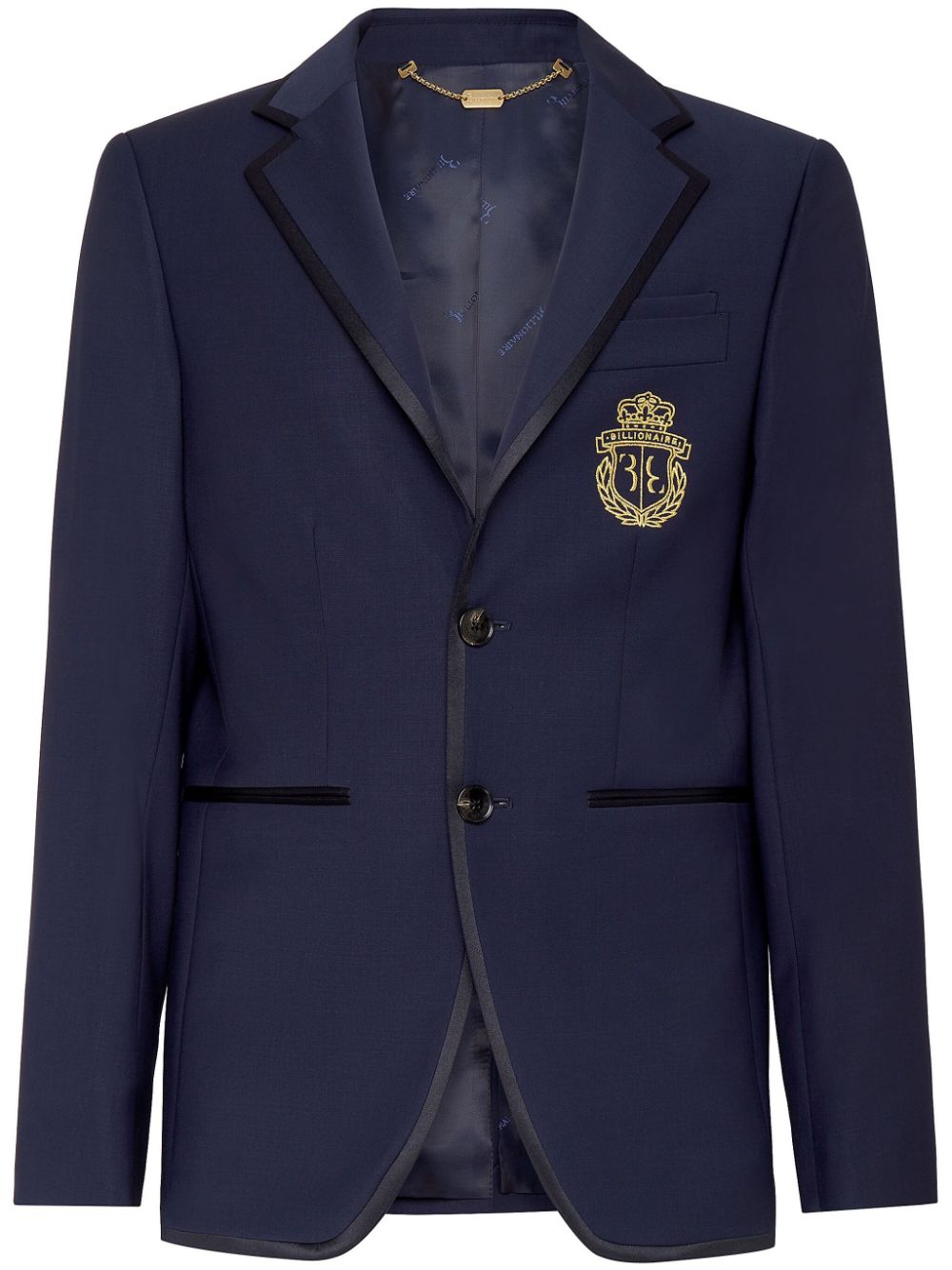 Billionaire crest-embroidered cotton blazer - Blue von Billionaire