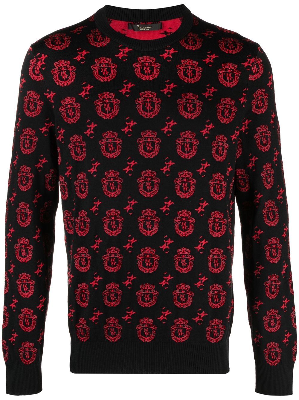 Billionaire crest-motif knitted sweatshirt - Black von Billionaire